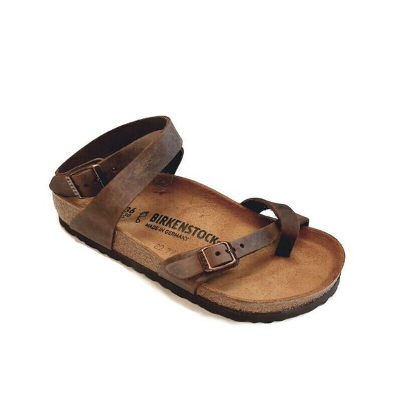Birkenstock Shoes - Birkenstock Yara Cork Footbed Oiled Leather Ankle Strap Sandals Womens 5 Habana